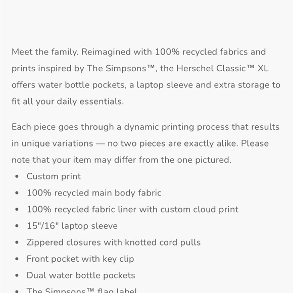 Herschel Black Bart Simpson Backpack - Picture 9 of 9